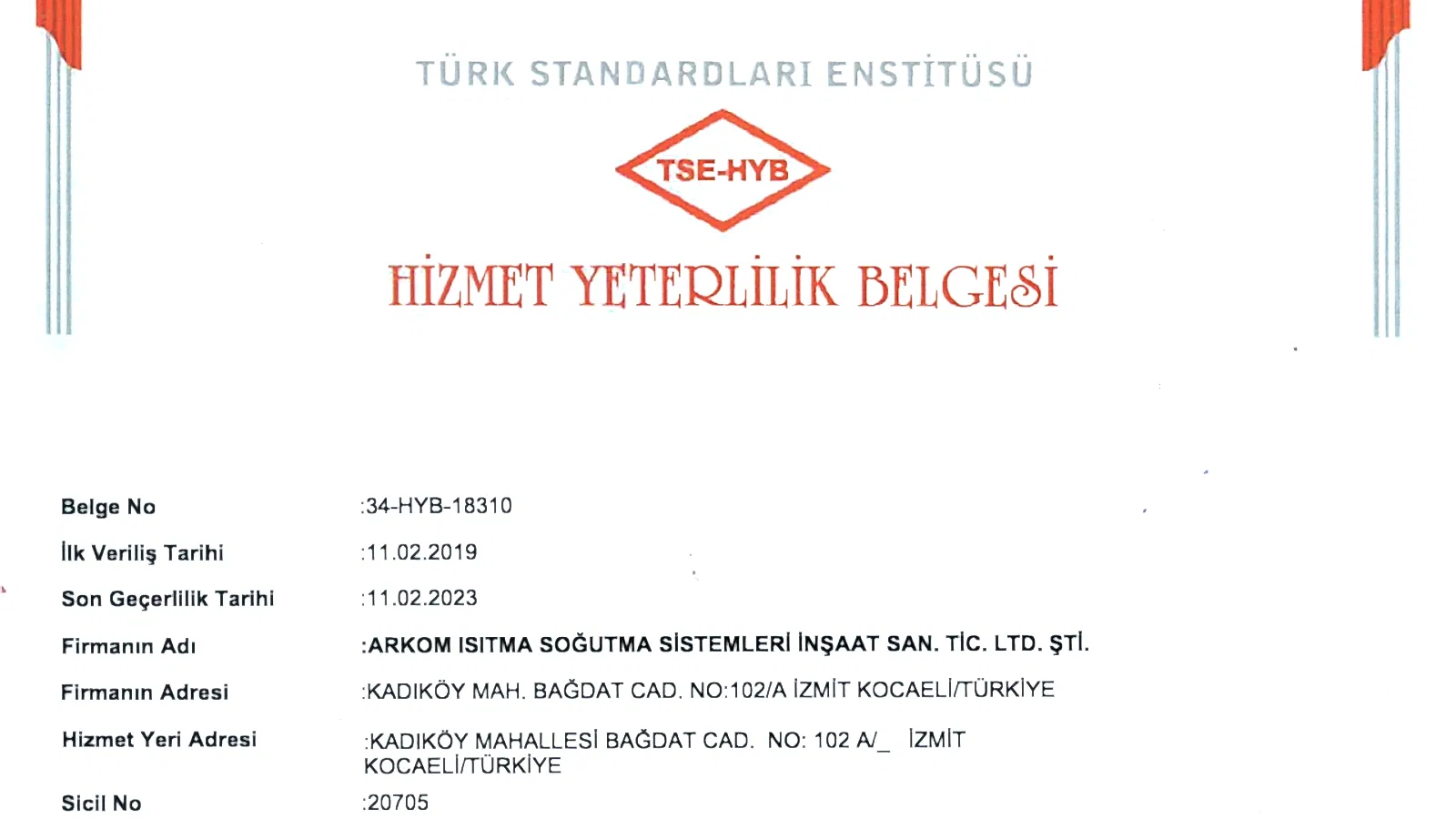 Arkom Teknik Sertifika - TSE Belgesi - TSE BELGESİ-4